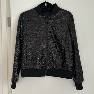 NWT Black sequin bomber jacket, small